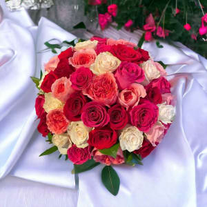 Assorted Rose Arrangement Low Flower Bouquet