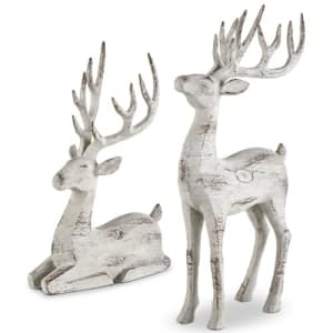 REINDEER Set of 2 16.25" H Flower Bouquet