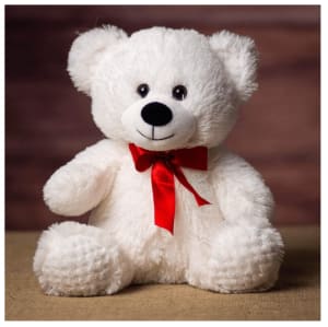 Teddy Bear Classic White 10.5" Flower Bouquet