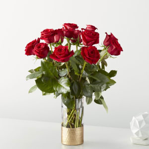 Classic Love Red Roses Vased Flower Bouquet