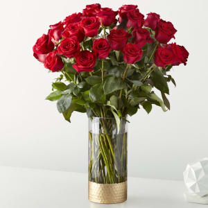Classic Love Red Roses Vased Flower Bouquet