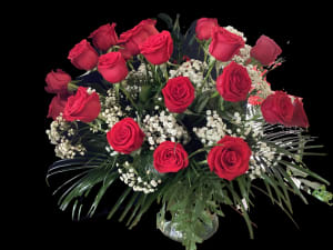 24 Roses with Babies Breath Flower Bouquet