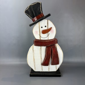 Wood Snowman 26" H Flower Bouquet