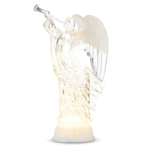 LIGHTED ANGEL WITH TRUMPET WITH SILVER SWIRLING GLITTER Flower Bouquet