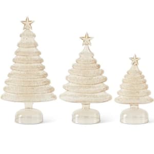 GLASS ICED LAYERS CHRISTMAS TREES set of 3 Flower Bouquet