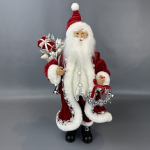 Santa with Silver Bells 22'' H Flower Bouquet