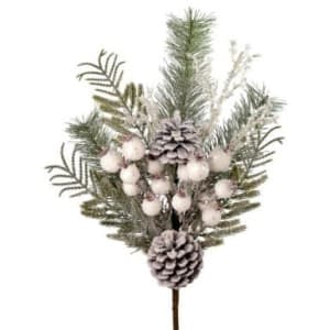 Snow White Berry Pine Pinecone Spray 16''L Flower Bouquet