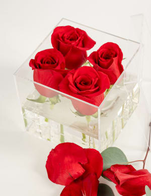 Roses in Keepsake Acrylic Box Flower Bouquet