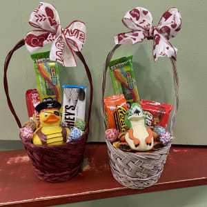 Valentines Candy Basket Flower Bouquet