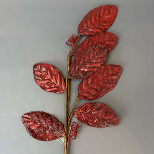 Red Poinsettia Leaf W/ Glitter 31''L Flower Bouquet