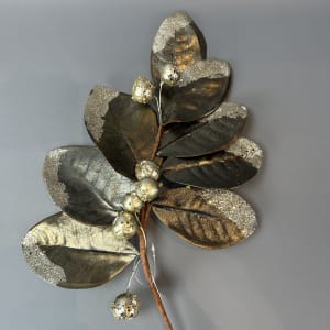 Gold Magnolia Leaf w/ Glitter 27''L Flower Bouquet