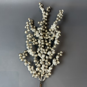 SNOW CRUSTED METALLIC BERRY CLUSTER SPRAY 29''L Flower Bouquet