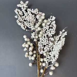 GLITTERED SNOW WHITE BERRY SPRAY 28''L Flower Bouquet