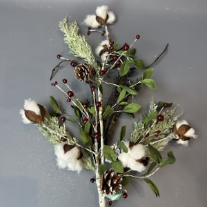 COTTON/BERRY/JUNIPER/CONE SPRAY 33'' Flower Bouquet