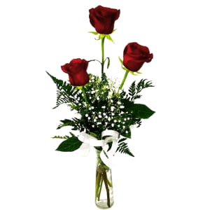 3 Red Roses in a Bud Vase VM-1794 Flower Bouquet
