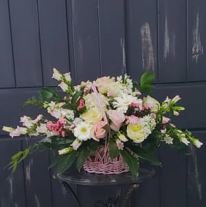 Pretty Pink Posey Basket Flower Bouquet