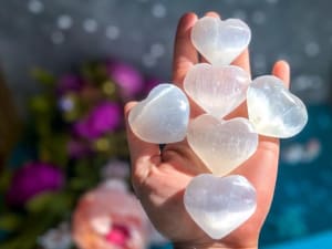 Selenite Heart Flower Bouquet