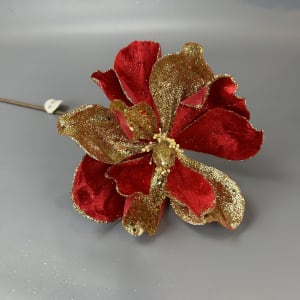 VELVET/GLITTER MAGNOLIA STEM 24''L Flower Bouquet