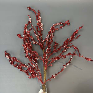 SEQUIN/PEARL RED BRANCH 27''L Flower Bouquet