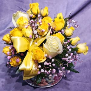 Yellow Rose Tea Cup Flower Bouquet