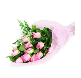 Pink Roses Wrapped Flower Bouquet