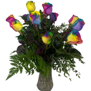 Rainbow Love Dozen Flower Bouquet