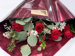 Red Roses Wrapped Flower Bouquet
