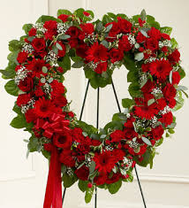 Red Open Heart Standing Arrangement Flower Bouquet