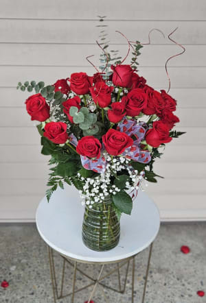 Two Dozen Roses Tall Vase Flower Bouquet
