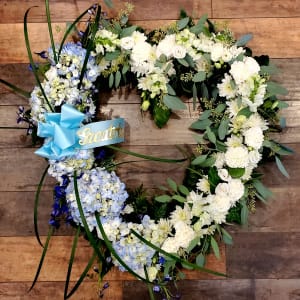 Blue & White Heart with Lily Grass Flower Bouquet