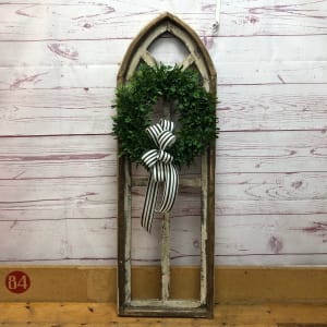 Vintage Lancet Window and Silk (Artificial) Wreath Flower Bouquet