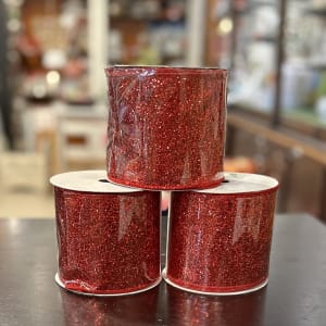 SHIMMER GLITTER WIRED RED RIBBON 4'' X 10YD Flower Bouquet