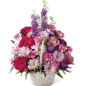 Pink and Purple Garden Basket Flower Bouquet