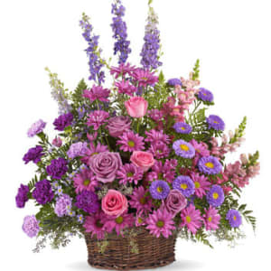 Peaceful purple Basket Flower Bouquet