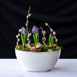 Ceramic Centerpiece - Heavenly Hyacinths Flower Bouquet