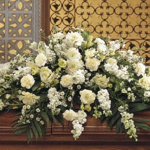 Fields of White Casket Spray Flower Bouquet