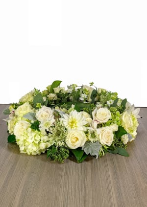 All White Urn Wreath Flower Bouquet