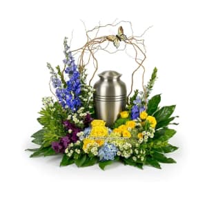 Whispering Garden Urn Wreath Flower Bouquet