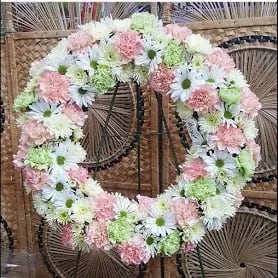 Pink and White Serenity Wreath Flower Bouquet