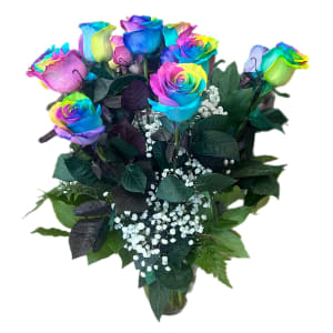 Rainbow Petal Roses Flower Bouquet