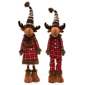 Max and Macy Moose Gnome, Extendable Legs Flower Bouquet