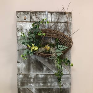 Verdant Bird Nest Grapevine Pocket Wreath Flower Bouquet