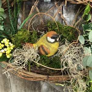 Verdant Bird Nest Grapevine Pocket Wreath