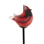 23"H Solar Art Glass Garden Stake, Cardinal Flower Bouquet