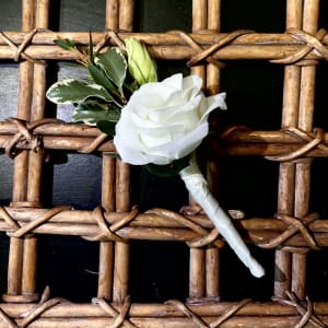 White Lisianthus Boutineer Flower Bouquet