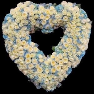 WHITE & BLUE HEART SHAPE Flower Bouquet