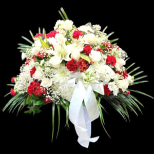 RED & WHITE SYMPATHY BASKET Flower Bouquet