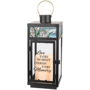 Love Every Moment Stained Glass Top Lantern Flower Bouquet