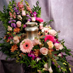 Urn Surround in Pastels Flower Arrangement Urn Surround in Pastels Flower Bouquet