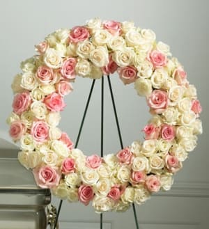 PINK & WHITE ROSE WREATH Flower Bouquet